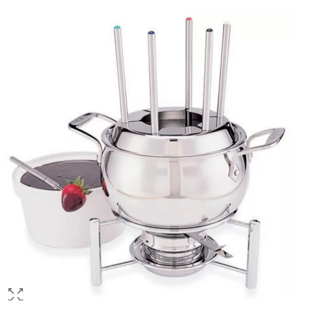 All Clad Stainless Steel 3 Qt Fondue Set with Ceramic Insert